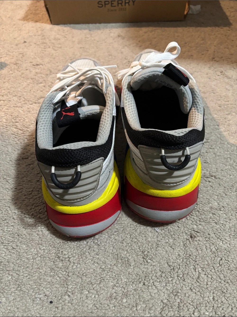 Puma Men’s Athletic Sneakers in White, Gray & Red